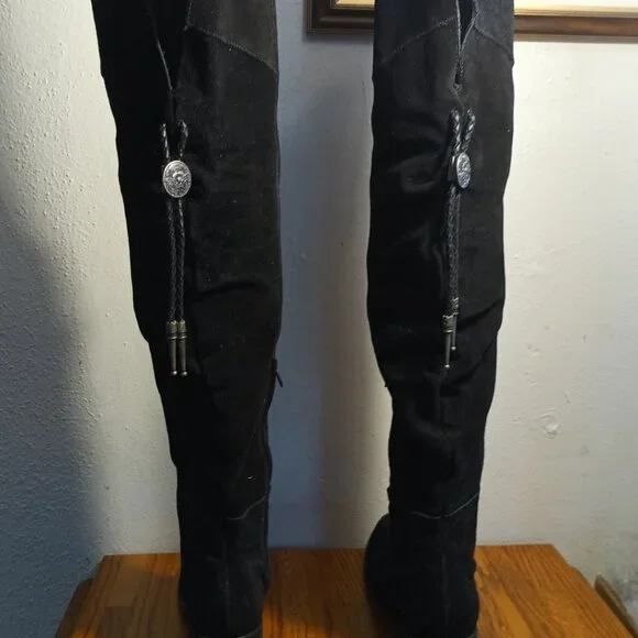 Matisse - Bolo - Suede - Over the Knee Boots - Black - Picture 2 of 10